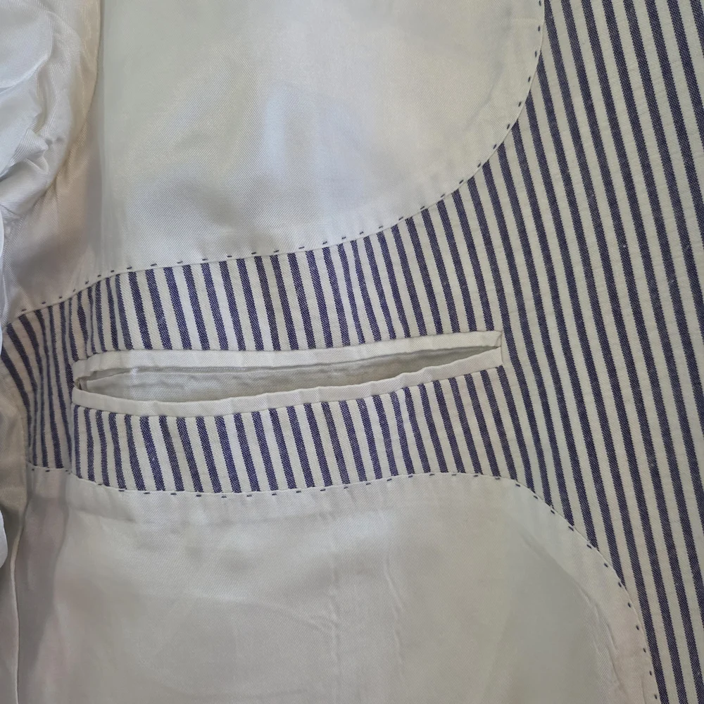 Men's Ibiza Striped Navy Seersucker Blazer - Picture 9 of 12